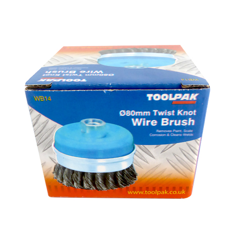 Twist Knot Wire Cup Brush 80mm Heavy Duty M14 Toolpak